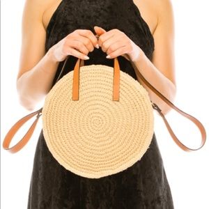 Tan Straw bag with leather handle (brand new)